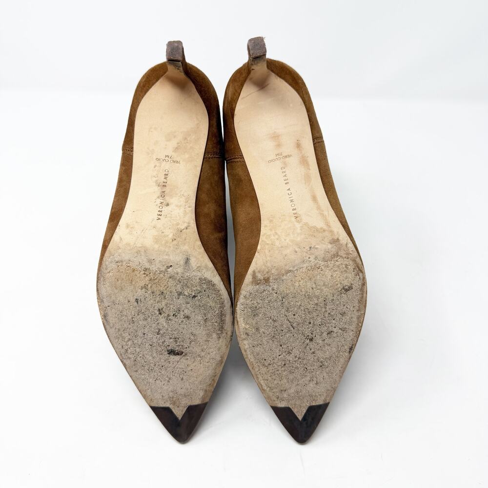 Veronica Beard Tan Suede Pointy Toe Stiletto Booties Women's Size 7 EUC Pull On - Picture 6 of 8